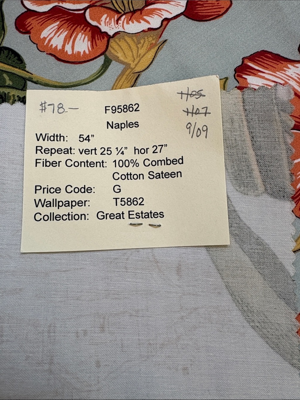 Thibaut Designer Fabric Sample 25" Square Cotton Sateen Like NEW - Picture 2 of 8